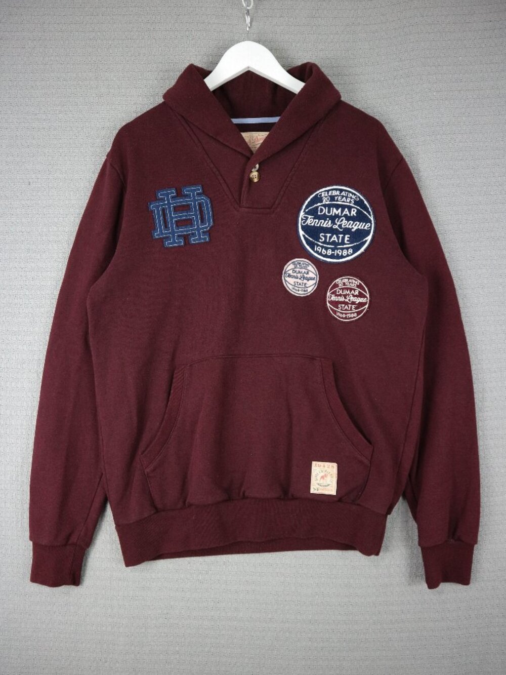 Hawke & Dumar Cotton Burgundy Varsity Style Pullover Sweater Medium